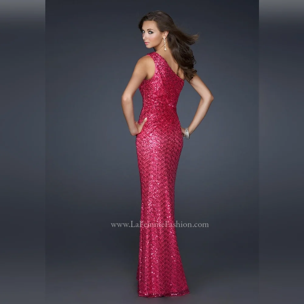 La Femme Pink Sequin Gown, Size 4 - Picture 2 of 2